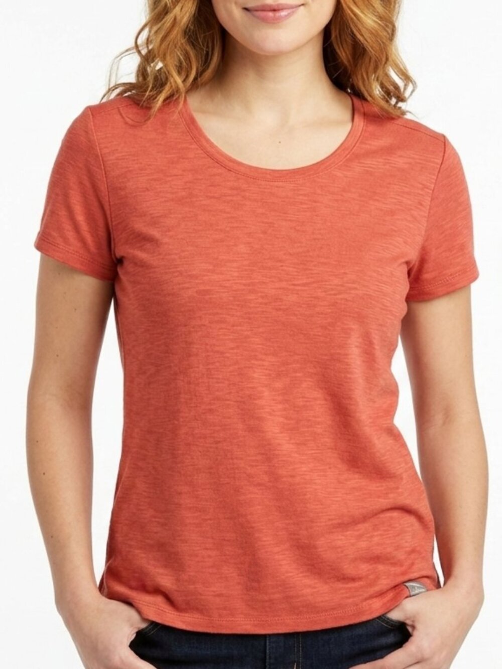 Heathered Terra Cotta L.L.Bean Polyester Streamside Crewneck Tee Size S Petite